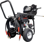 Canpump 2-in-1 Gas Pressure Washer & Sewer Jetter – 3400 PSI, 5.7 GPM, 420cc Loncin Engine – Triplex Pump w/Extended Bypass Unloader – 100 ft Hose Reel, Foot Valve, Spray Gun, Wand, Hose, Nozzles