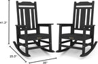 SERWALL Black Outdoor Rocking Chair Set of 2, All Weather Patio Rocking Chair, HDPE Poly Rocking Chair for Adults, Heavy Duty Front Porch Rocker