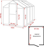 BlueWish 6x8FT Greenhouse, Walk-in Green House with Adjustable Vents, Rivet Structure, Greenhouses for Outdoors with Polycarbonate, Aluminum Heavy Duty Greenhouse Kit for Garden, Gray