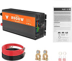 2000 Watt Power Inverter, Car/Outdoor 12V DC to 110V AC Converter, with LED Display, Dual AC Outlets, USB Port, Dual Smart Fans, Cables Included, Suitable for RV, Outdoor, Camping, Boat, Emergency