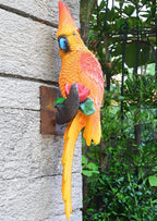 15" Real Bird Decor Statues,Garden Outdoor Animal Sculptures & Statues, Home Resin Parrots Tree Lawn Decor, Bird Figurine Art,Hanging Parrots Sculptures, Tropical Statues,Tiki Bar for Outside