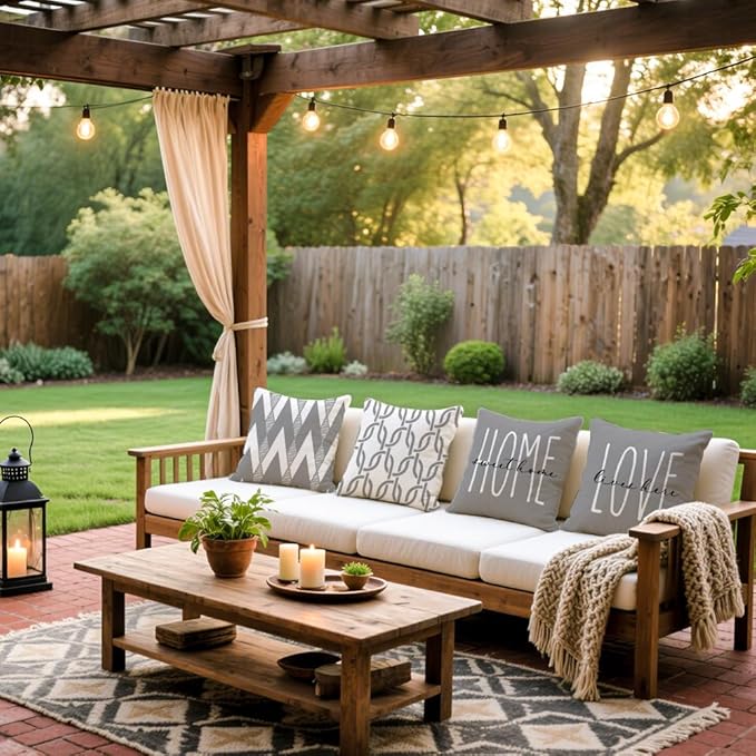 Cirzone Waterproof Outdoor Pillow Covers 18x18 Inch Set of 4 Modern Geometric Pillow Covers for Patio Furniture Garden Sofa