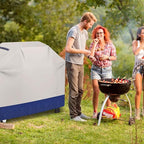 Grill Cover for Outdoor Grill 600D Heavy Duty 64Inch Waterproof,UV & Fade Resistant,BBQ Cover with Adjustable Straps,BBQ Grill Cover for Weber,Blackstone,Charbroil etc,Blue with Print