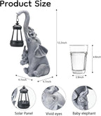 Solar Elephant Garden Lantern Statue Decor - Blessing Guardian, Auto On/Off Weatherproof Resin for Patio, Safari Theme & Good Luck