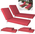 80 x 26in Chaise Lounge Cushions Outdoor Furniture Set of 2 Patio Pool Lounge Chair Cushions 4'' Waterproof Outdoor Double Weather Resistant Detachable Chaise Cushion(Burgundy)