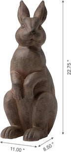 Glitzhome Rabbit Garden Statue Outdoor Standing Bunny Sculpture Lawn Decor, 22.75 Inch, Bronze