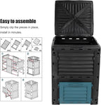 Large Capacity Compost Bin with Vent and Hinged Cover for Kitchen Garden Outdoor