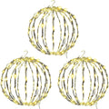 LED Light Balls Metal Hanging Tree Sphere Globe Light for Patio Holiday Festival Garden Decor (12 Inch 3 Pack)