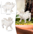 Sungmor 2PC Small Hog Heaven Flying Pig Statues, Cast Iron Animal Angel Figurine, Garden Patio Yard Outdoor Decorative Statues, Home Office Store Desktop Paperweight, Indoor Shelf Display Ornaments