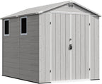 Devoko 6x8 Ft Outdoor Storage Shed - Lockable Resin Tool Shed with Window & Floor - Easy Assembly for Garden, Backyard