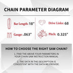 E & S 3 Pack 18 Inch Chainsaw Chain .325" Pitch .063" Gauge 68 Drive Links Semi-Chisel Chain Saw Chains for Husqvarna, Poulan, Craftsman, Greenworks and More Chainsaw Brands