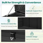 Resin Deck Box 130 Gallon, Lockable & Waterproof Outdoor Storage, UV-Resistant Patio Box for Cushions, Tools, and Outdoor Accessories (Black)