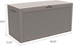 Modern-Depo 100 Gallon Deck Box Waterproof Outdoor Storage Bench Polypropylene PP Garden Tools Pool Towel Storage Bin Porch Delivery Box, Gray