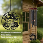 Personalized Customize Name Fantasy Mushroom Wonderland Wind Chime, Metal Iron 37 Inch Outdoor Memorial Gift for Garden Yard Patio Home Decor, Black (Style E)