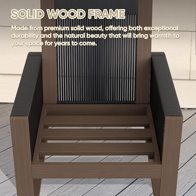 COOS BAY Natural Cedar Wood Patio Chair with Cushions, Durable Outdoor Furniture, Patio Dining Armchair for Deck, Porch, or Garden, 1 Piece, Brownish/Beige