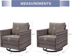 Outdoor Patio Swivel Rocker Chairs - Wicker Patio Swivel Rocking Chairs Set of 2 with Waterproof Wicker,Comfortable Cushions and Sturdy Metal Frame for Outside Porch Deck Backyard(Mixed Grey/Grey)