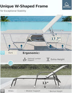 MFSTUDIO Outdoor Chaise Lounge Chair, Recliner Lounger Chair with 5 Adjustable Positions, Patio Tanning Lounger Chair for Poolside, Textilene, Patio Lounge Furniture