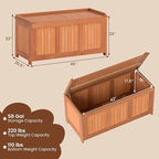 HAPPYGRILL Outdoor Wood Deck Box with Flip Top, Patio Storage Bench for Garden, Poolside, Backyard, 58 Gallon