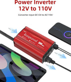 Power Inverter, Kunpeaved 300W Car Inverter DC 12V to 110V Charger Converter with Dual USB Ports and 2 AC Outlets for Air Compressor Laptops(Red)