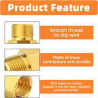 GASHER 5Pcs Brass M22 Pressure Washer Fitting,M22-14mm Male x M22-14mm Female Thread Fittings,For Pressure Washer Hose