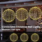 LIGHTSHARE 20IN 200LED Light Ball Yard Decoration Pathway Lights Sphere Light Fold Flat Metal Frame Indoor Outdoor Waterproof Garden Lights, Plug in