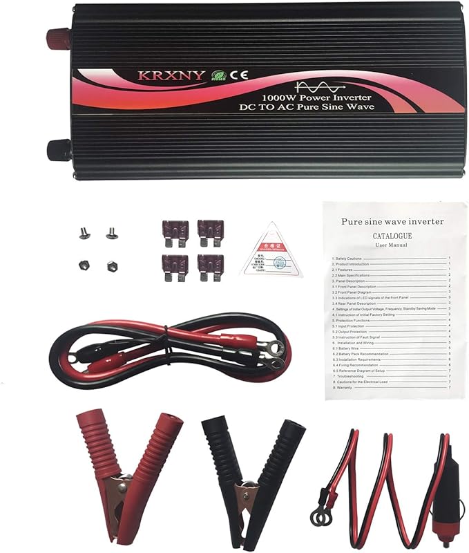 1000W Pure Sine Wave Power Inverter 48V DC to 110V 120V AC 60HZ with LED Display US Output Socket for RV Camping Home Solar