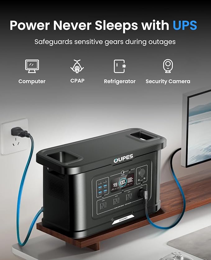 OUPES Exodus 2400 Solar Generator with 100W Panels, LiFePO4 Power Station for Camping, RVs, Home Backup & Off-Grid Adventures