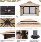 MASTERCANOPY 10x10FT Outdoor Patio Gazebo with Mosquito Netting for Backyard, Patio, Garden Beige