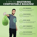 1.6 Gallon Compostable Trash Bags Handle, Heavy Duty Thick 0.6 Mil, 6.06 Liter, 50 Bags, Small Kitchen Food Scrap Waste Bag, ASTM D6400, US BPI and OK Compost Home Certified