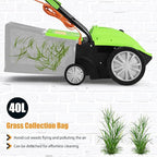 Goplus 2-in-1 Lawn Dethatcher and Scarifier, 3 Level Depth Adjustable Weeder w/ 11 Gallon Collection Bag & 2 Removable Blades, 13-Inch 12 Amp Corded Electric Scarifier for Garden & Yard