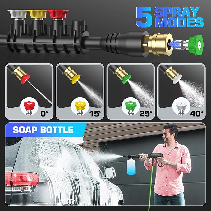 4800 PSI Pressure Cleaner- 4.0 GPM High Power Cleaner with 33FT Hose Reel, 4 Spray Tips and Soap Bottle for Car Washing, Fence Cleaning, Patio Maintenance（Upgraded）(Green)