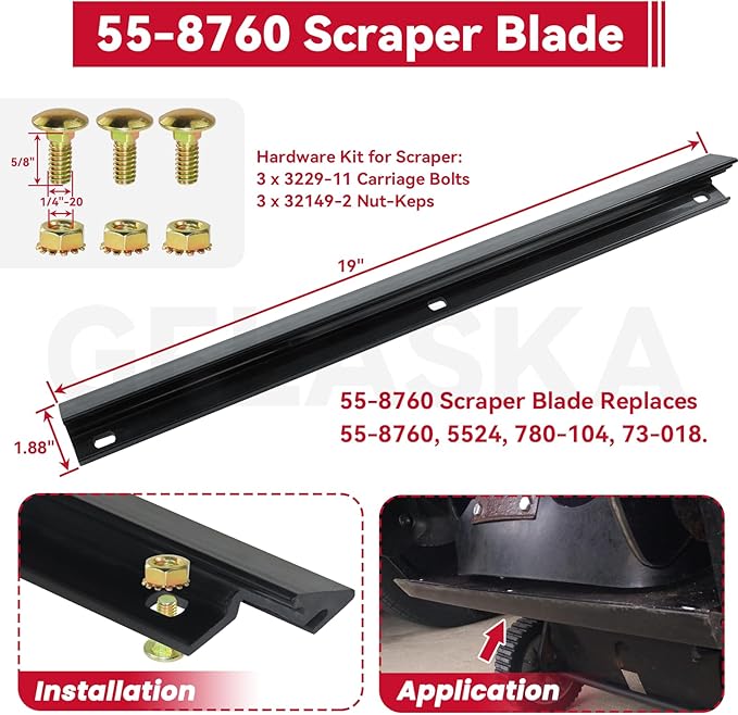 GELASKA 99-9313 Snow Blower Paddles with 55-8760 Scraper 55-9300 Belt and Hardware Kit Replaces 125-1128, 55-9250, 55-9251, 88-0771 for Toro CCR 2000, CCR 2400, CCR 2500, CCR 3000 Snowthrowers