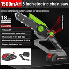 6-Inch Electric Chainsaw Cordless, Lightweight & Portable Chainsaw for Tree Trimming, Pruning, and Small Wood Cutting | 20V Lithium-Ion Battery | Ideal for Home Garden, DIY Projects