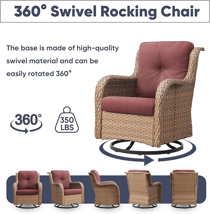 Swivel Rocker Patio Chairs：Patio Swivel Rocker Chairs Set of 2, Outdoor Swivel Rocker Patio Chairs