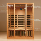3 Person Infrared Sauna for Home, 1960W/120V, Low EMF Infrared Heater Panels, Chromotherapy Lighting, Personal Home Sauna for Family Relaxation, 59.06" x 35.43" x 74.8"