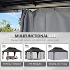 Aoxun 12Ft X 16Ft Hardtop Gazebo, Aluminum Metal Outdoor Gazebo with Breathable Netting and Curtains, Galvanized Steel Double Top, Permanent Patio Pavilion for Backyard, Wedding, Party