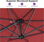 PURPLE LEAF 8 Feet Patio Umbrella Outdoor Cantilever Square Umbrella Aluminum Offset Umbrella with 360-degree Rotation for Garden Deck Pool Patio Terra