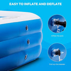 Inflatable Swimming Pool with Pool Lights, 130" x 72" x 22" Full-Sized Large Inflatable Family Pool, Summer Water Party, Outdoor, Garden Backyard, Suitable for Adults