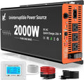 2000 Watt Sump Pump Battery Backup System, Pure Sine Wave Output, Professional Backup System in The Event of a Power Outage, Remote Controller with LCD Screen, Automatic Grid and Battery Switchover