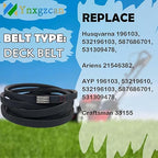 582558001 5/8" x 147.5" Lawn Mower Deck Belt Replacement for Husqvarna 582558001 Z248F RedMax RZT48 Jonsered Z48F Ariens Ferris AYP Craftsman 96103, 532196103, 587686701, 531309478