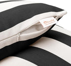 Austin Horn Classics Sunbrella Cabana Stripe White/Black, Zippered Boudoir Pillow Cover ONLY (Set of 2) Indoor/Outdoor, Fill Sold Seperately