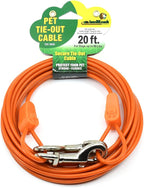 IntelliLeash 20FT Tie-Out Cables for Dogs - Strong, Safe, and Durable Dog Tie-Outs for Small Dogs up to 90 Pounds - Weather and Wear Resistant Galvanized Aircraft Cable for Outside Use