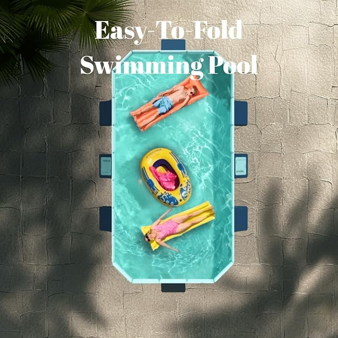 Foldable Swimming Pool, Non-Inflatable Kids' and Adults' Outdoor Large Swimming Pool, Anti-Slip PVC Family Pool, Summer Water Party for Outdoor, Garden, Backyard (Tiny)