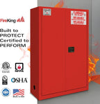 FireKing Red Flammable Safety Cabinet, Combustible Liquids Flammable Storage Cabinet, 45 Gallon Steel Safety Cabinets with Manual Door for Commercial, Industrial & Home Use, 43" x 18" x 65"