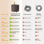 30ft Lightweight Flexible Garden Hose,Non-Slip Handles,Non-kink Hose,Solid Brass Fitting for Boats, RV Water Hose,Marine Washdown,Lawn,Garden,Leakproof TPE Hose(GreenBlack, 30 FT)