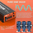 2000 Watt Sump Pump Battery Backup System, Pure Sine Wave Output, Professional Backup System in The Event of a Power Outage, Remote Controller with LCD Screen, Automatic Grid and Battery Switchover