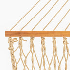 Original Pawleys Island Deluxe Tan DuraCord Rope Hammock – 13 ft. x 65 in, 2-Person, 450 lb Capacity, Oak Spreader Bar, Zinc-Plated Hardware, Handcrafted in The USA