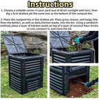 Large Fertilizer Fermentation Box, Plastic Compost Bin, Lightweight Outdoor Composting Box Suitable for Garden, Courtyard and Kitchen(Black,Large)