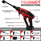 Cordless Pressure Washer for Milwaukee 18V Battery, 800 PSI Portable Handheld Power Washer with Brushless Motor, 6-in-1 Nozzle, 3 Level Adjustable for Car Yard Fence Cleaning (Battery Not Included)