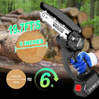 Mini Chainsaw Cordless, 6 Inch Chain Saw Cordless, 700W Powerful Electric Handheld Chainsaw, with 2 Batteries and 2 Chains, Tree Trimmer Gardening Tools Gift for Men, Father, Dad